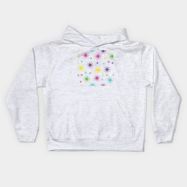 Starry Asterisk Pattern (Neon) Kids Hoodie by inotyler